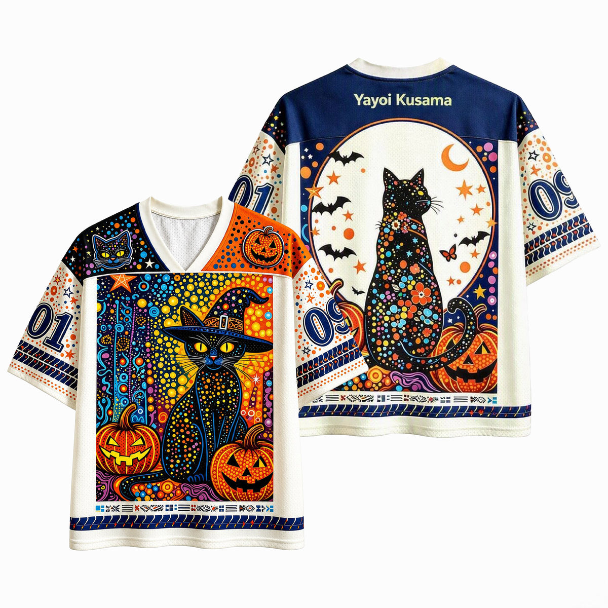 Black Cat Witch Halloween Jersey Shirt Cute Spooky Season Apparel Friend Gift - Foxy23shop