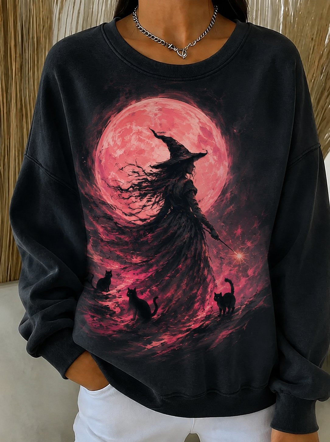Gothic Witch Era Sweatshirt Breast Cancer Fighter Apparel Halloween Gifts For Women - Foxy23shop