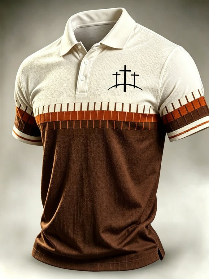 Christian Polo Shirt Three Crosses Collar Apparel Religious Gift for Him - Foxy23shop