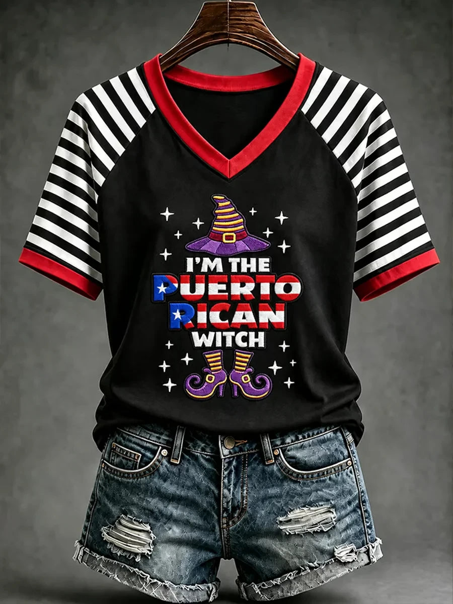 Halloween In Puerto Rico V-Neck Shirt Halloween Clothes Gifts Idea For Sister