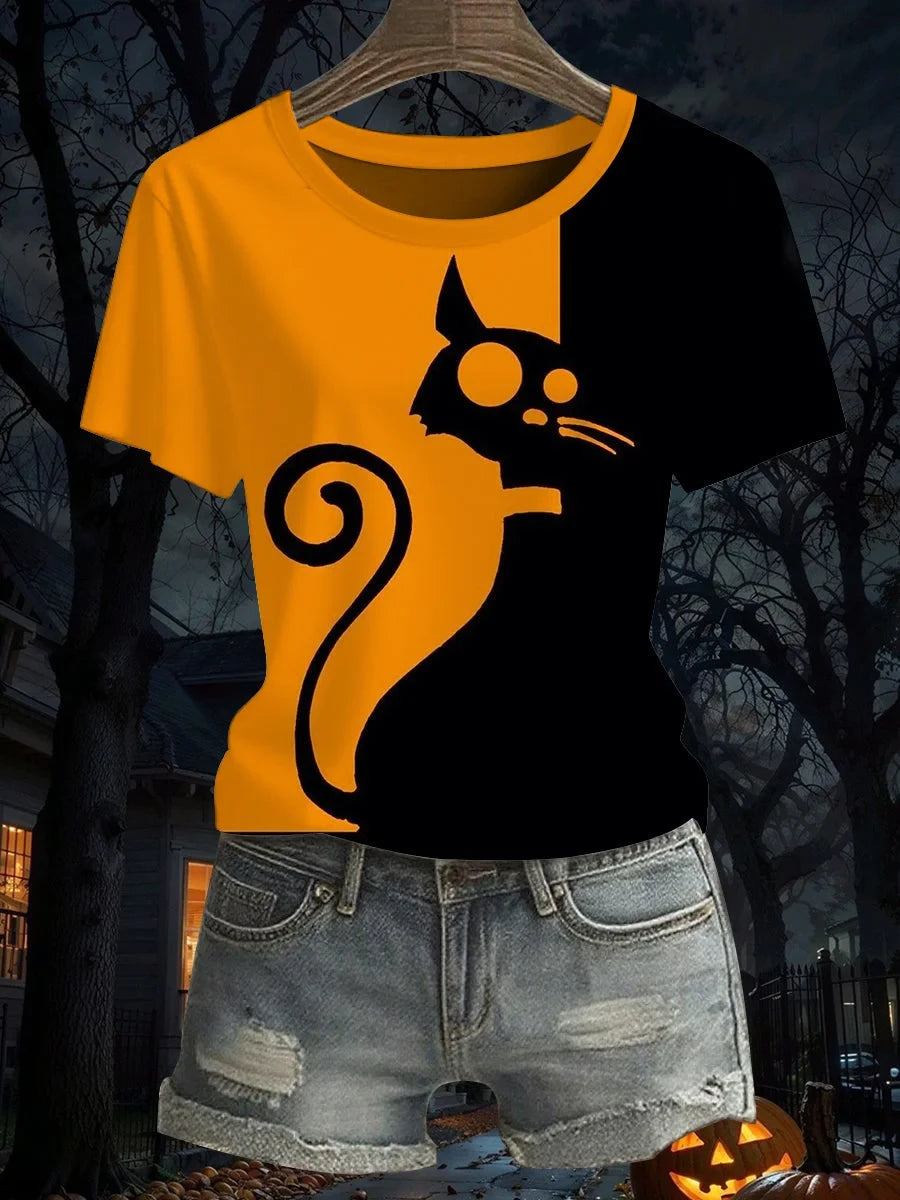 Halloween Black Cat T-Shirt Halloween Apparel Presents For Cat Lovers