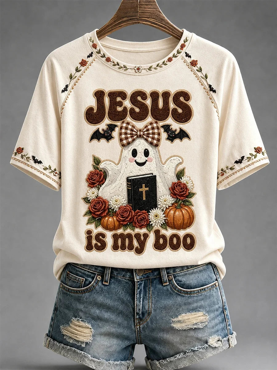 Halloween Jesus Is My Boo Ghost T-Shirt Holiday Clothing Gifts Ideas For Christians