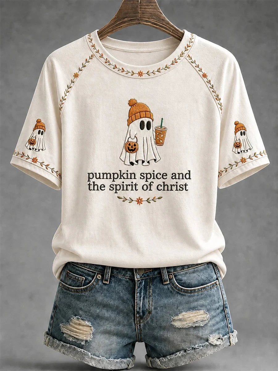 Pumpkin Spice And The Spirit Of Christ T-Shirt Halloween Clothing Presents For Wife