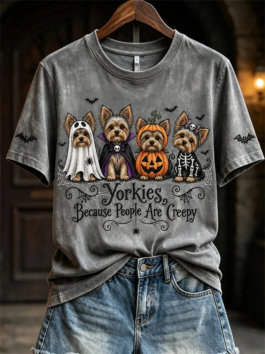 Yorkies Because People Are Creepy Halloween Dogs Shirt Halloween Clothing Dog Lovers Gifts