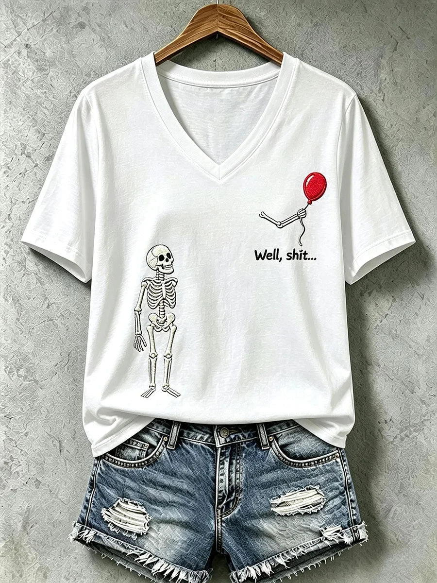 Gothic Skull Well S Halloween V-Neck Shirt Holiday Clothing Gifts Ideas For Halloween