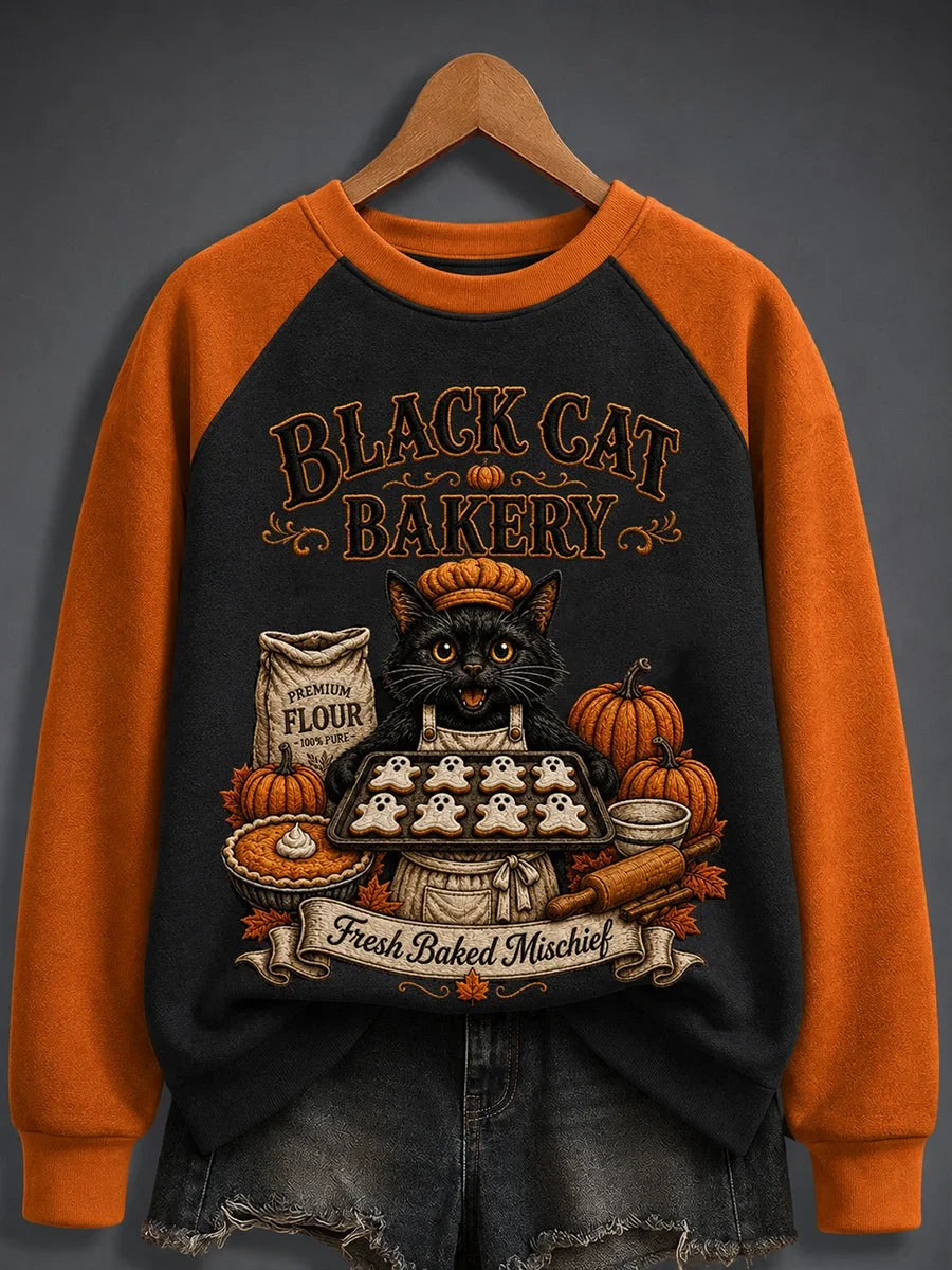 Spooky Black Cat Bakery Halloween Sweatshirt Spooky Halloween Apparel