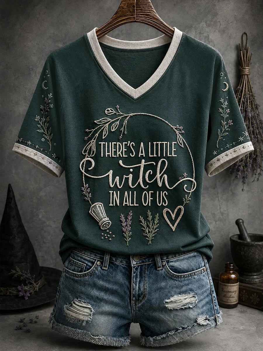 Halloween Witch Salt Rosemary Lavender Love Art V-Neck Shirt Halloween Clothes Gifts Idea For Sister