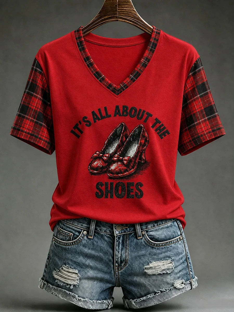 Its All About The Shoes Halloween V-Neck Shirt Spooky Season Clothing Great Gifts For Girlfriend
