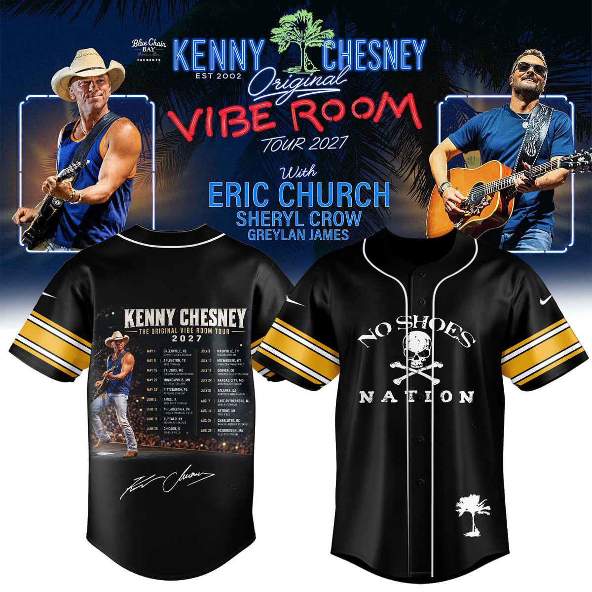 Kenny Chesney Merch The Original Vibe Room Tour 2027 Jersey Kenny Chesney Signature Clothing - Foxy23shop