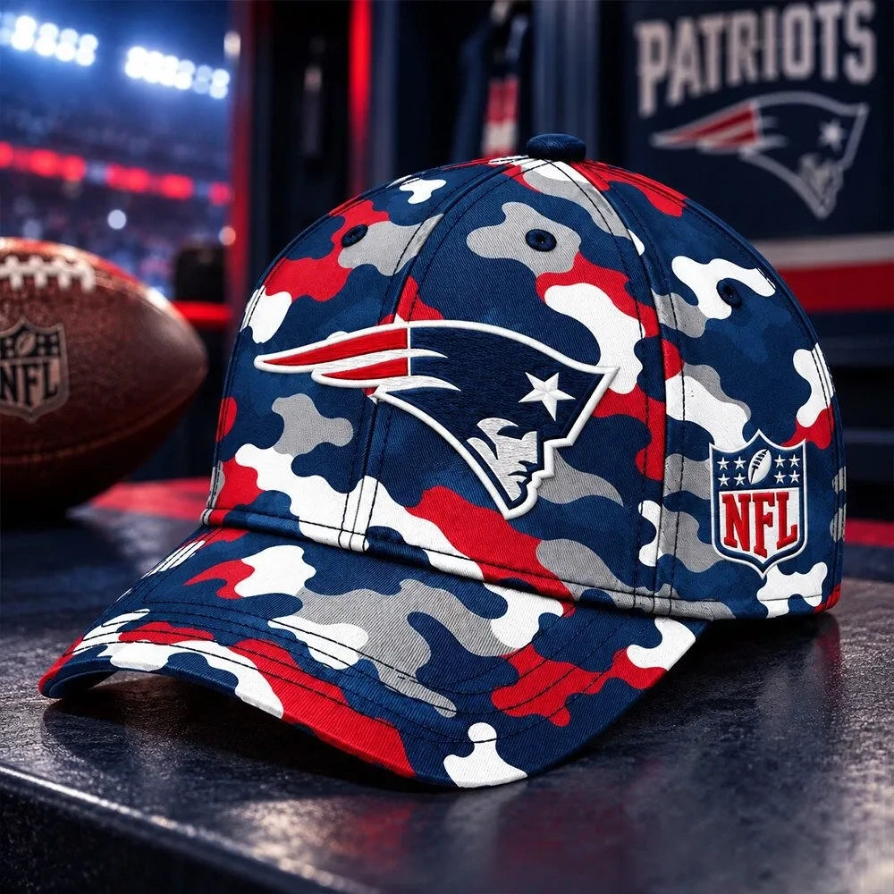 New England Patriots 2026 NFL Camo Hat New England Patriots Baseball Cap Fan Gears - Foxy23shop