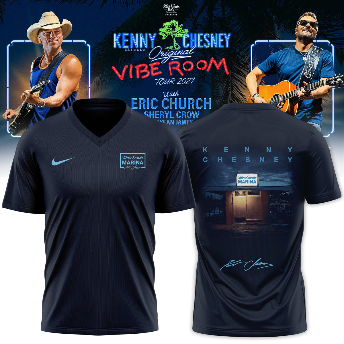 Kenny Chesney Merch The Original Vibe Room Tour 2027 V-Neck Shirt Gifts For Country Lovers - Foxy23shop