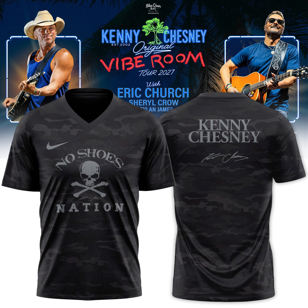 Kenny Chesney Merch The Original Vibe Room Tour 2027 V-Neck Shirt Kenny Chesney Music Lover Gifts - Foxy23shop