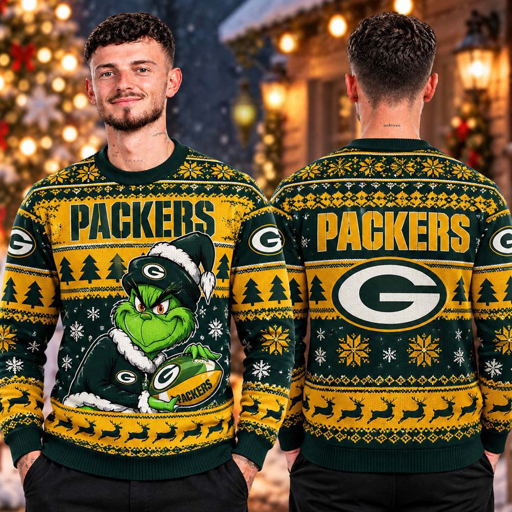 Green Bay Packers NFL Grinch Christmas Ugly Sweater 2026 Packers Apparel Gifts For Xmas - Foxy23shop