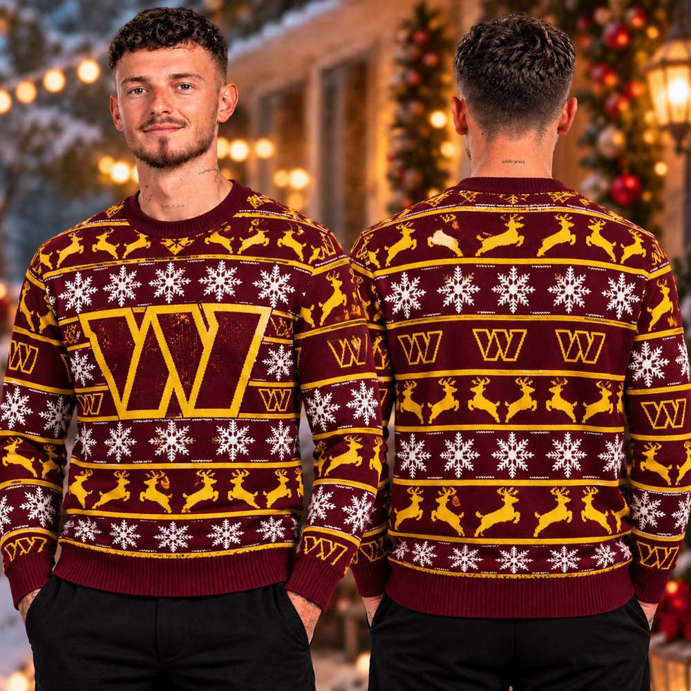 Washington Commanders NFL Logo Ugly Sweater 2026 Commanders Apparel Xmas Gifts - Foxy23shop