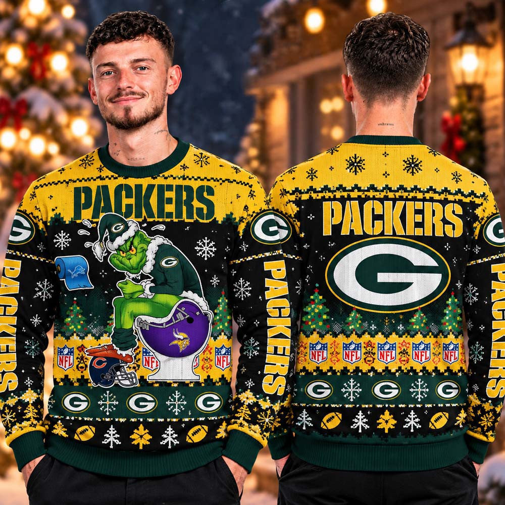 NFL Green Bay Packers Grinch Funny Xmas Ugly Sweater Green Bay Packers Apparel Fan Gifts - Foxy23shop