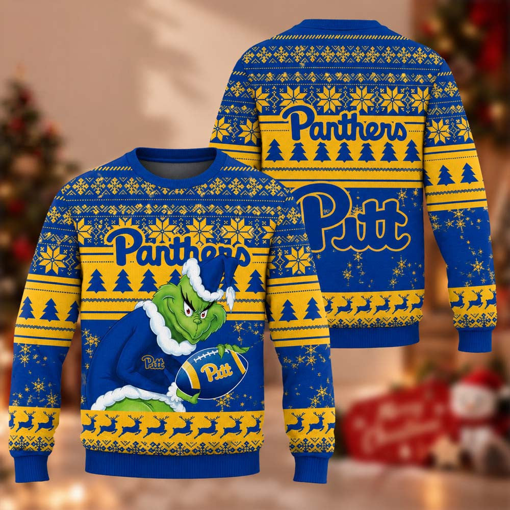 NCAA Pittsburgh Panthers Grinch Christmas Ugly Christmas Sweater Pittsburgh Panthers Clothing Xmas Gift - Foxy23shop