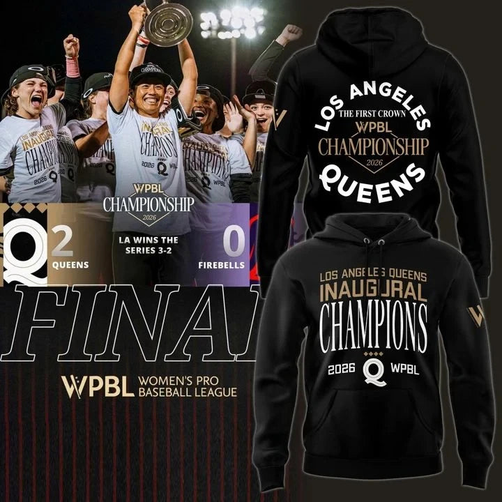 Los Angeles Queens 2026 WPBL Championship Black Hoodie Los Angeles Queens Merch - Foxy23shop