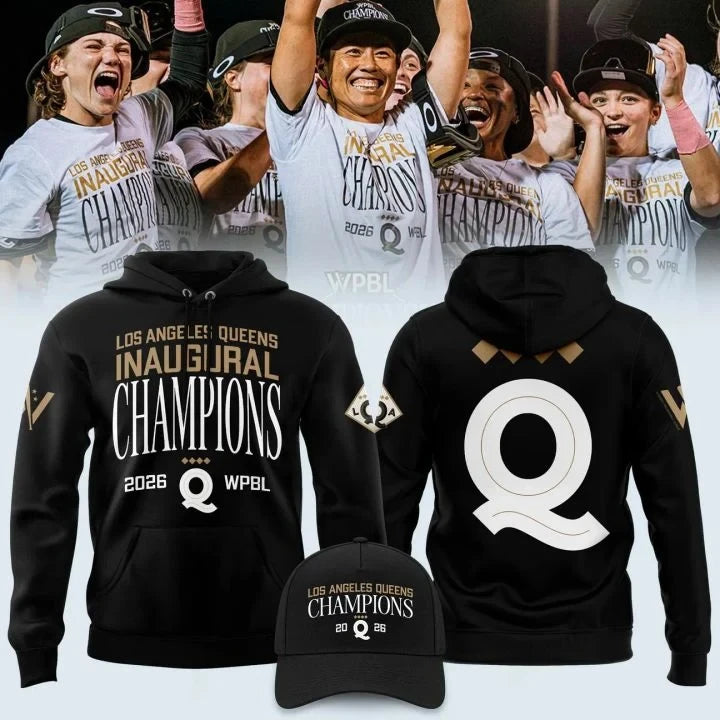 Los Angeles Queens 2026 WPBL Champions Black Hoodie Los Angeles Queens Apparel Fan Gear - Foxy23shop