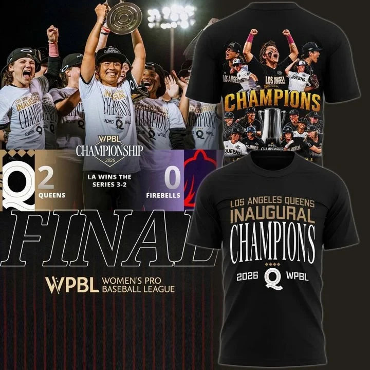 Los Angeles Queens 2026 Champions Black T-Shirt Baseball Lover Gifts Ideas - Foxy23shop