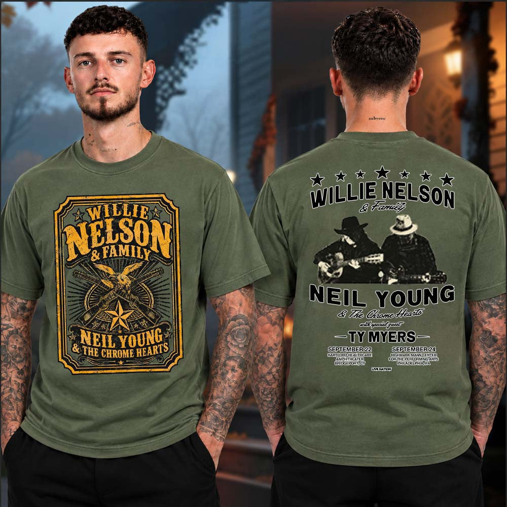 Willie Nelson & Family And Neil Young & The Chrome Hearts 2026 T-Shirt Gifts For Willie Nelson Lover - Foxy23shop