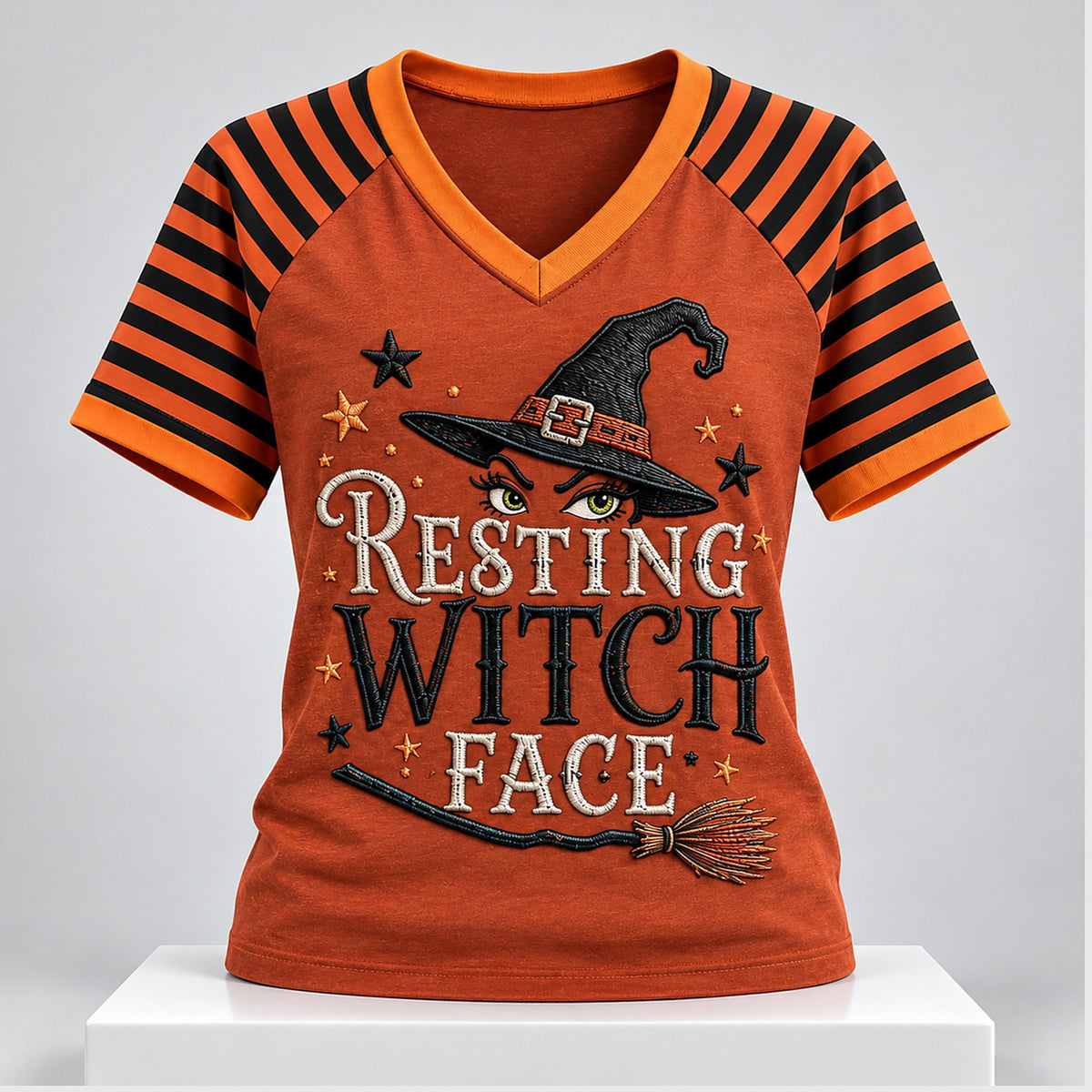 Resting Witch Face Halloween 2026 V-Neck Shirt Halloween Merch Cat Lovers Gifts - Foxy23shop