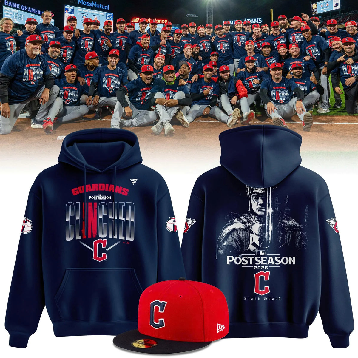 Cleveland Guardians 2026 MLB Postseason Clinched Hoodie Cleveland Guardians Gear - Foxy23shop