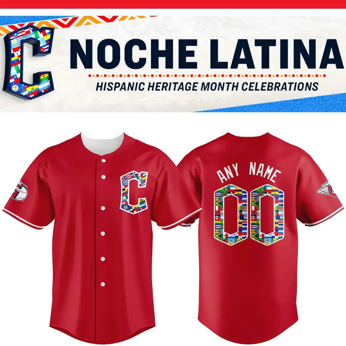 Custom Cleveland Guardians Noche Latina Jersey Cleveland Guardians Merch Fan Gear - Foxy23shop