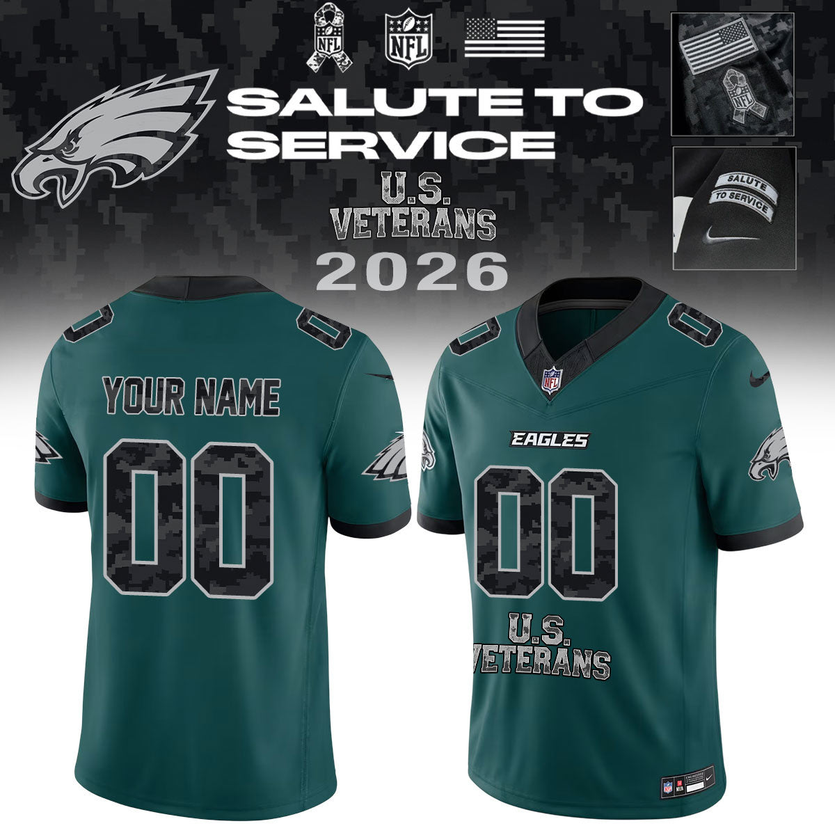 Personalized Philadelphia Eagles Merch 2026 Salute To Service Hoodie Best Gifts For Eagles Fans - Foxy23shop