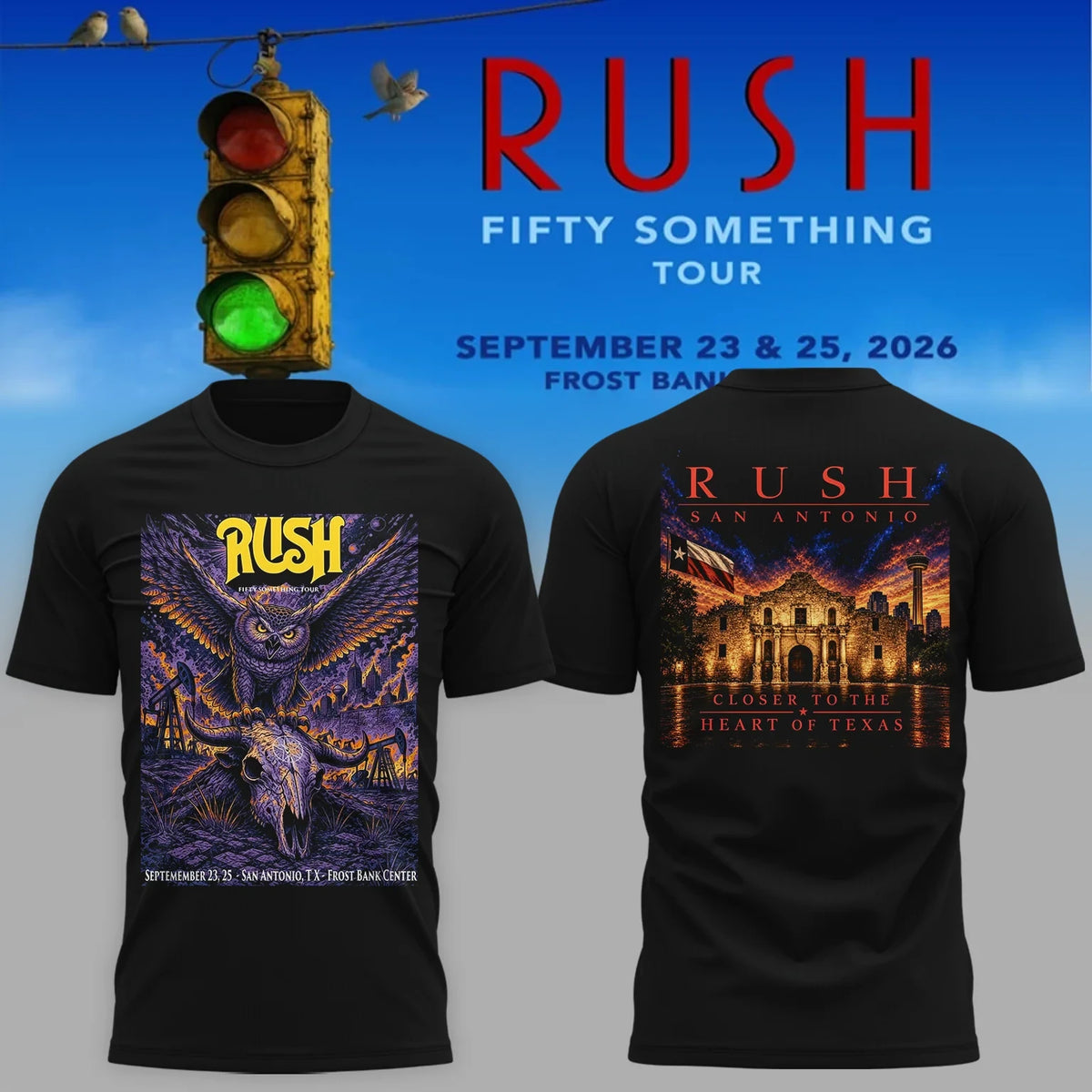 Rush Merch Fifty Something Tour 2026 San Antonio Texas T-Shirt Unique Gifts For Music Lover - Foxy23shop