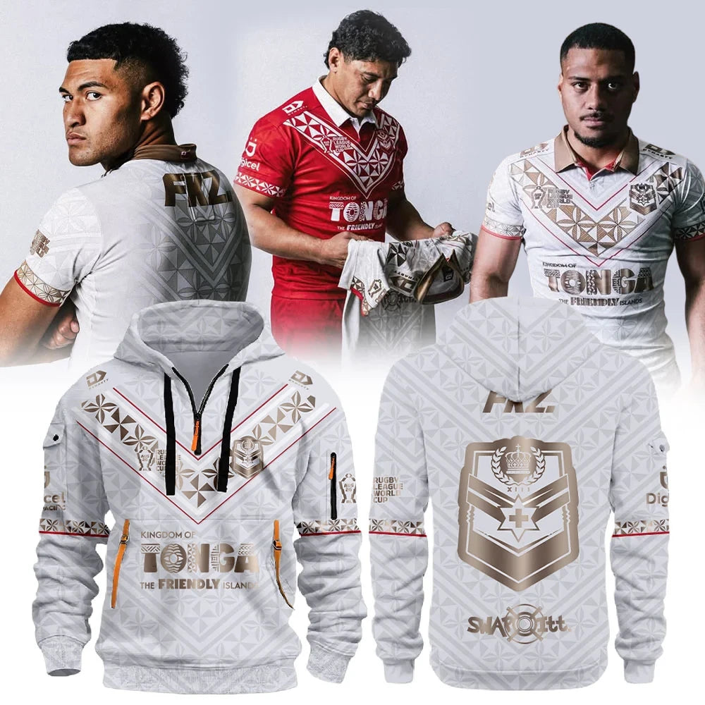 Tonga Rugby League 2026 World Cup Half Zip Hoodie Tonga National Rugby Team Clothing - Foxy23shop