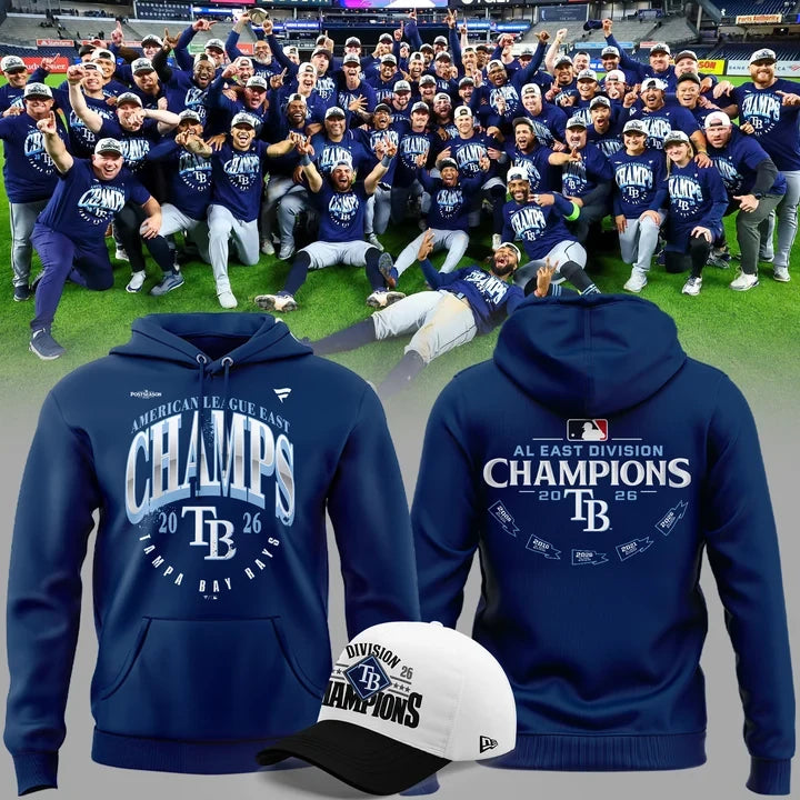 Tampa Bay Rays Merch 2026 AL East Division Champions Hoodie Tampa Bay Rays Apparel - Foxy23shop
