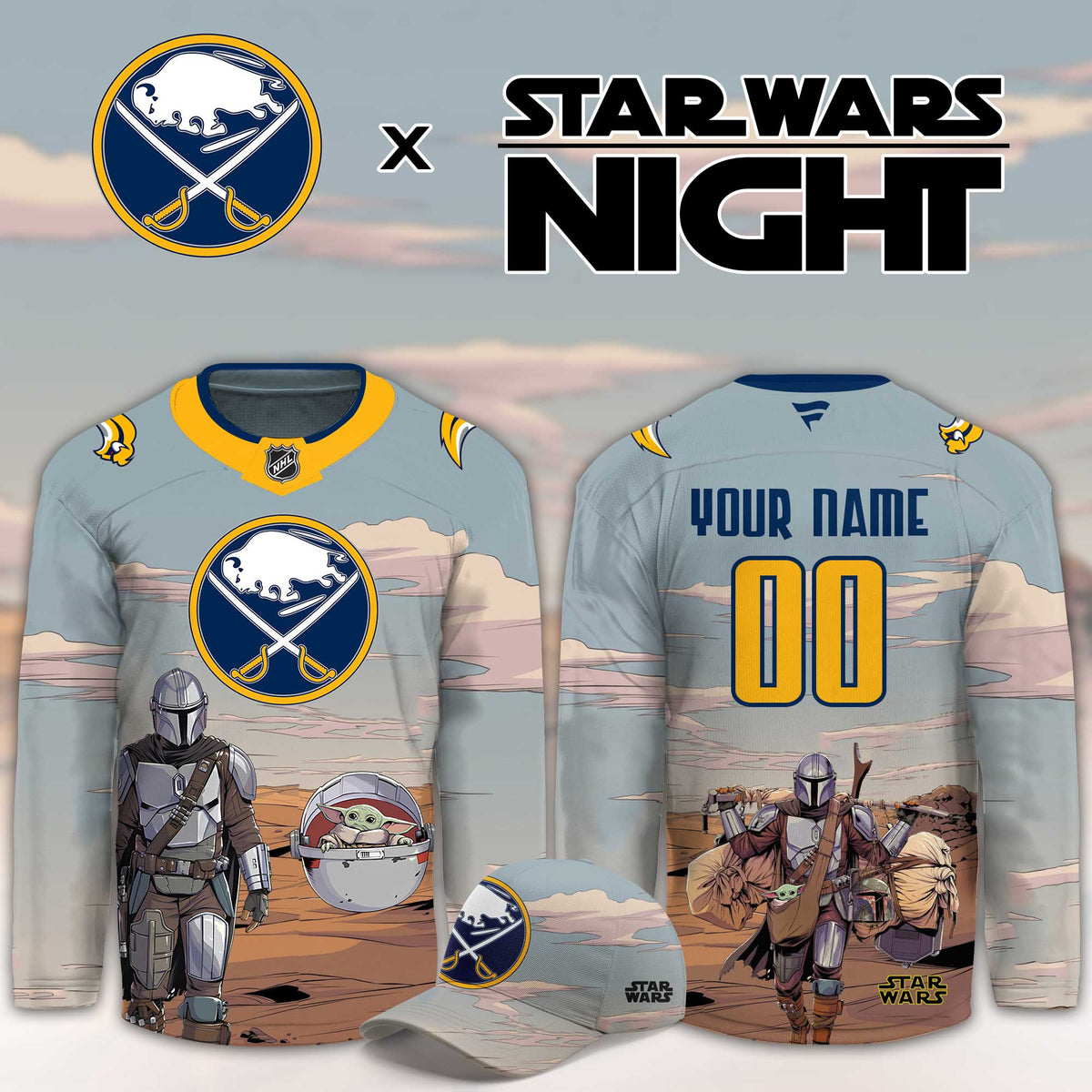 Custom Buffalo Sabres Star Wars Night Hockey Jersey Buffalo Sabres Merch Hockey Lover Gifts - Foxy23shop