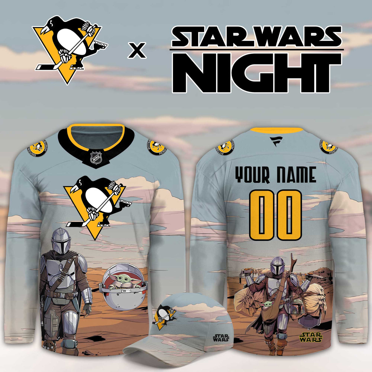 Custom Pittsburgh Penguins Star Wars Night Hockey Jersey Pittsburgh Penguins Apparel Fan Gear - Foxy23shop