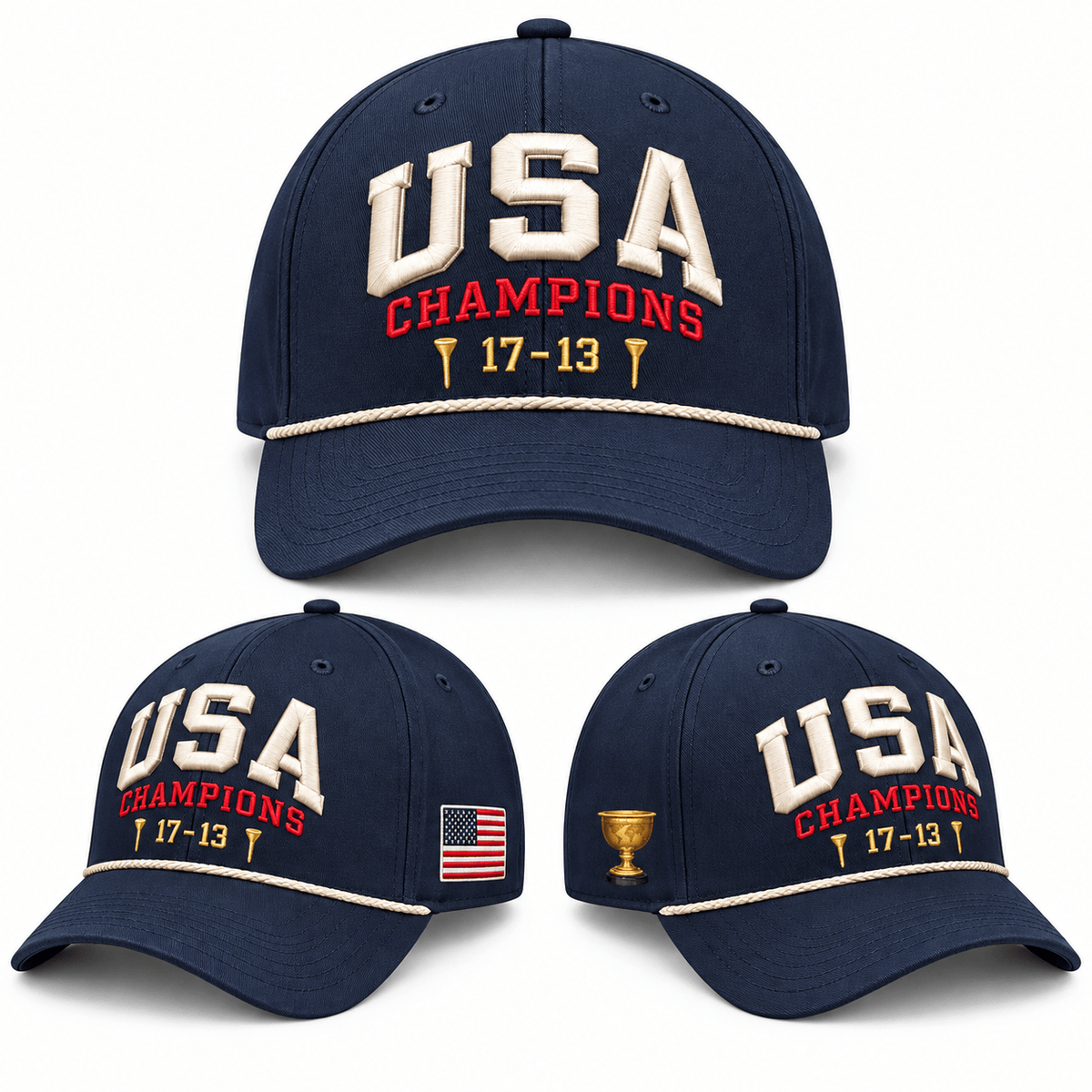 USA 2026 Presidents Cup Champions 17 13 Trophy Rope Hat Presidents Cup Merch Gift For Husband - Foxy23shop