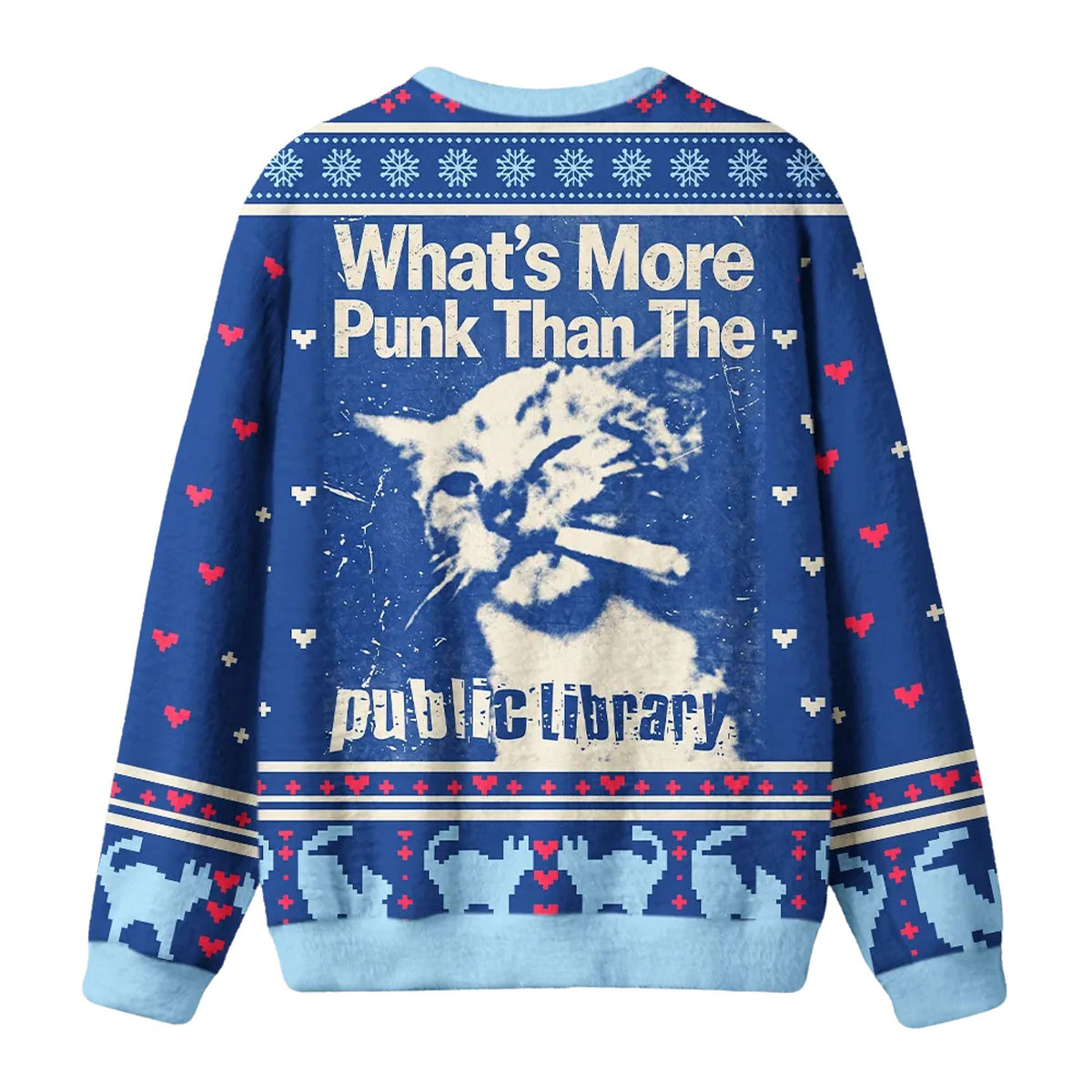 What's More Punk Than The Public Library Cat Christmas 2026 Ugly Sweater Xmas Gifts For Cat Lovers - Foxy23shop