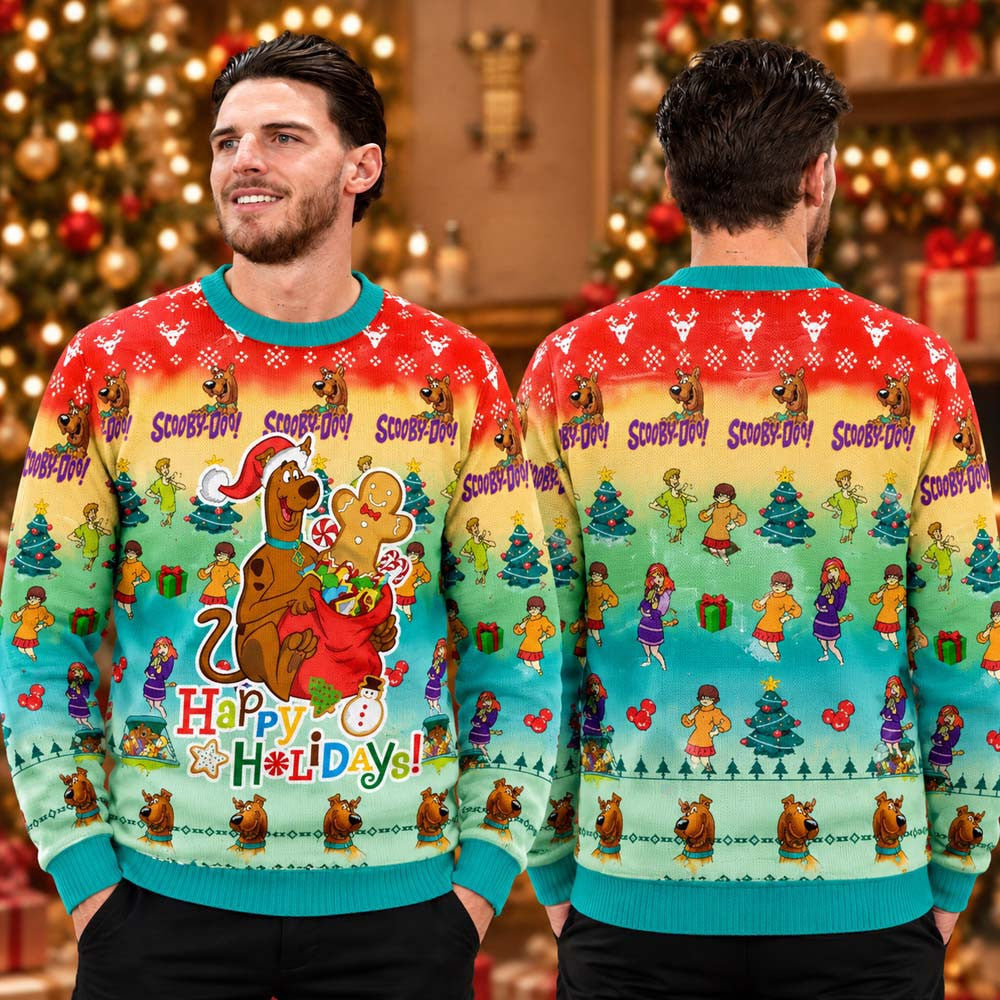Scooby Doo Happy Holiday Ugly Christmas Sweater Scooby Doo Christmas Apparel Snoopy Lover Gifts - Foxy23shop