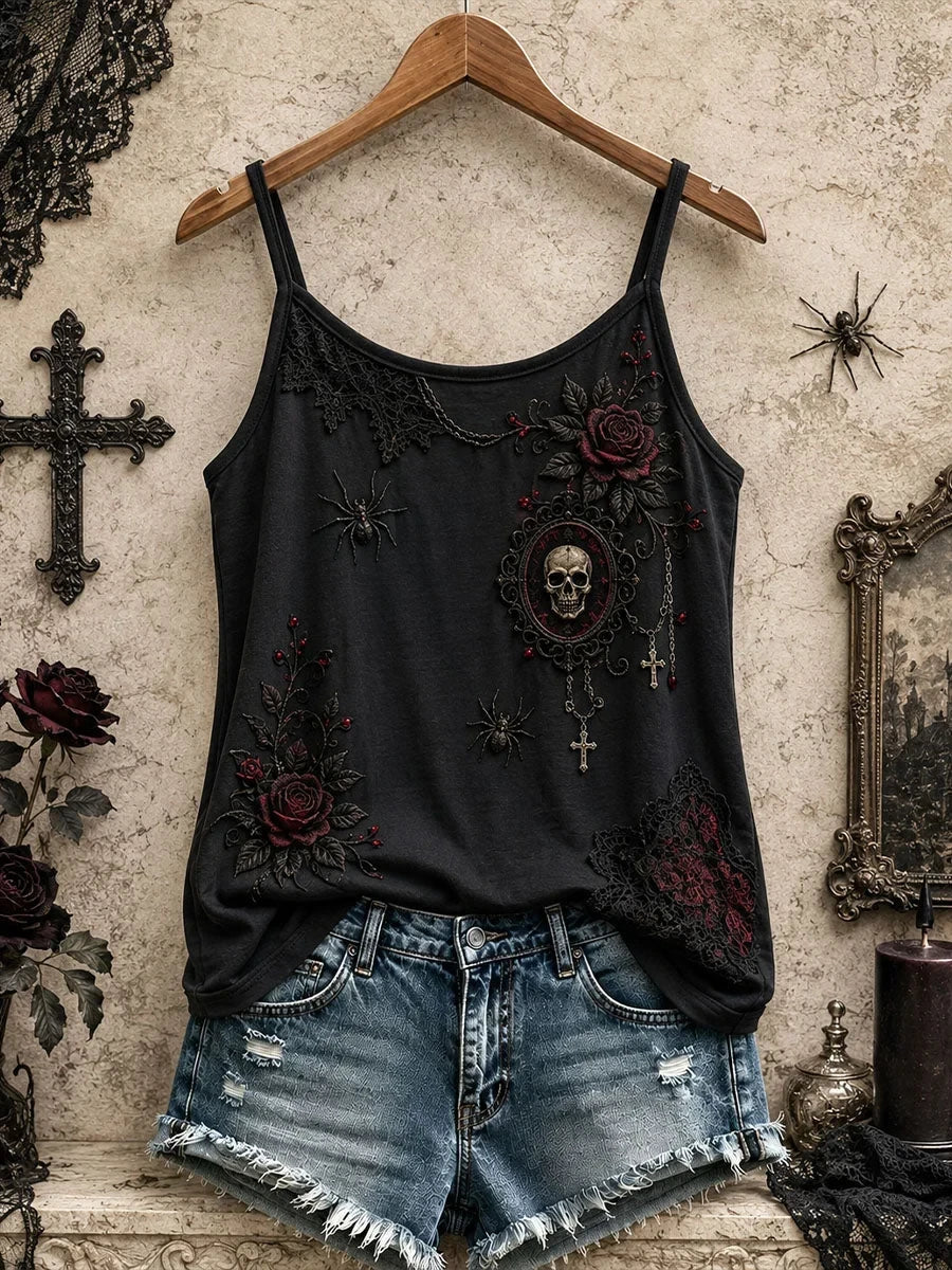 Gothic Rose Tank Top Scary Halloween Costume Unique Gifts For Girlfriend - Foxy23shop
