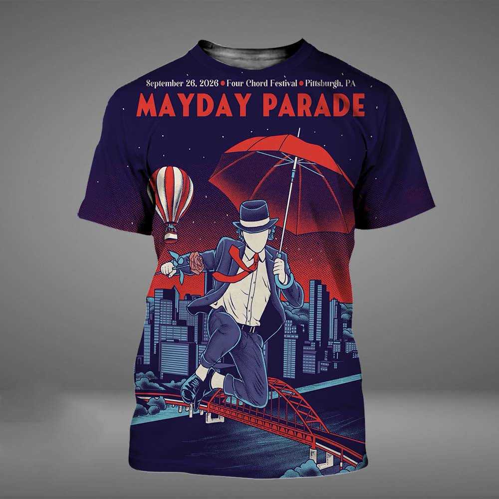 Mayday Parade Pittsburgh PA 2026 Event Poster T-Shirt Mayday Parade Merch Rock Fan Gifts - Foxy23shop