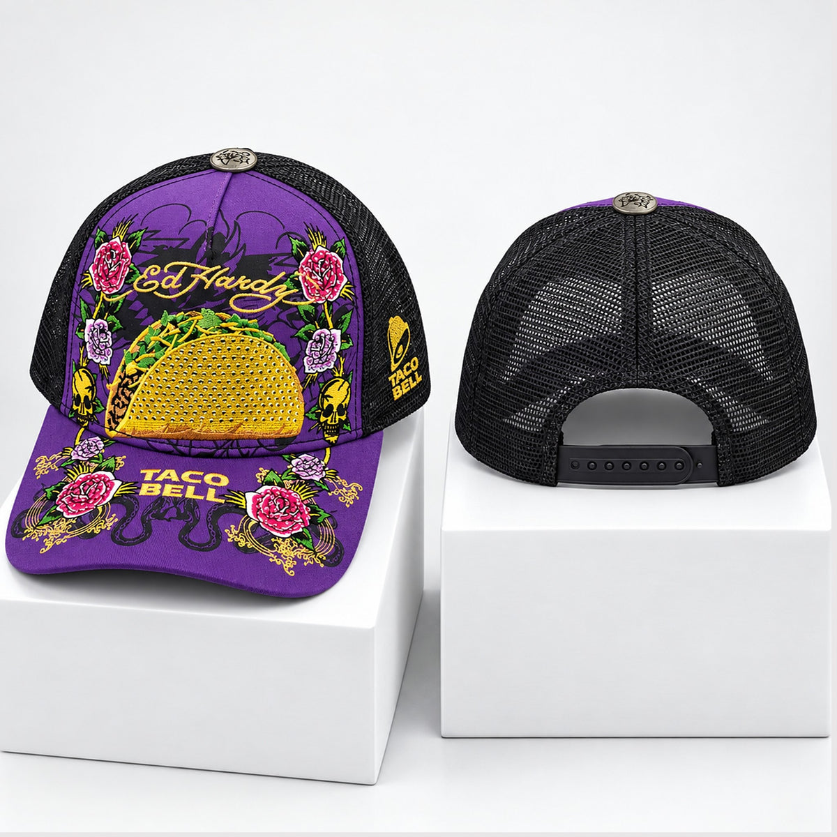 Ed Hardy Taco Bell 2026 Trucker Hat Ed Hardy Merch Presents For Fans - Foxy23shop