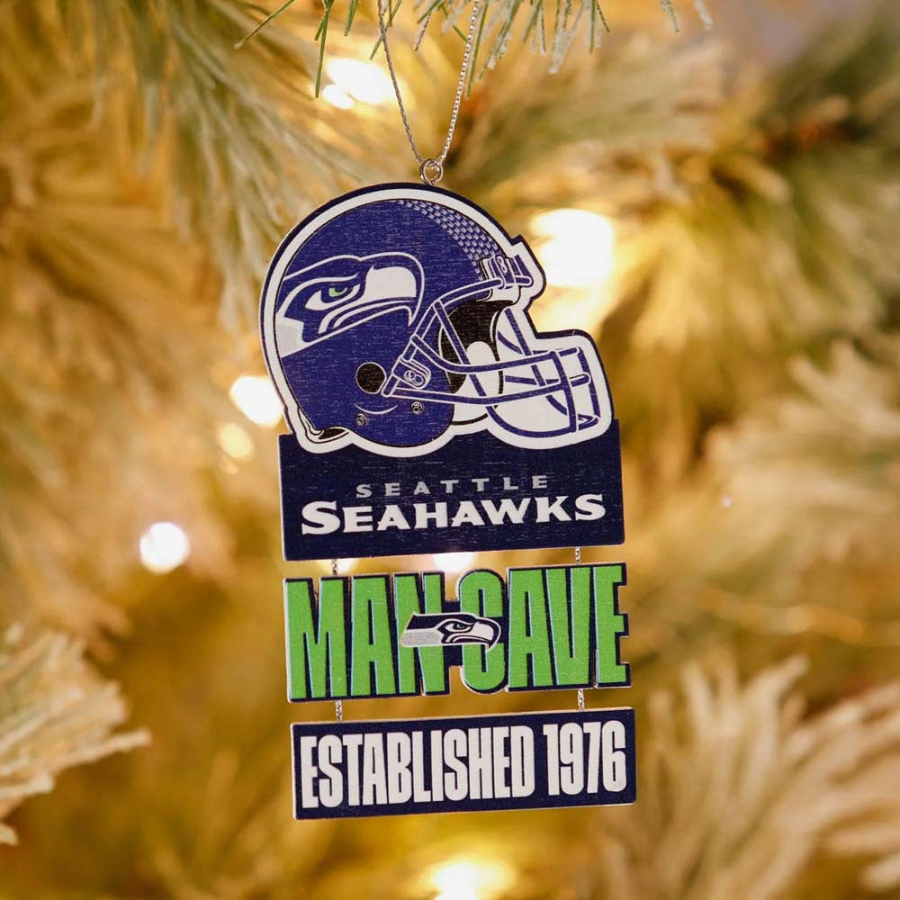 Seattle Seahawks Mancave Sign Christmas Ornament Seattle Seahawks Merch Xmas Tree Decorations - Foxy23shop