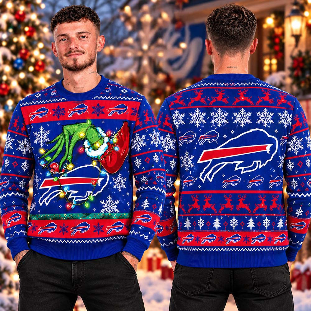 Buffalo Bills 2026 NFL Grinch Christmas Ugly Sweater Xmas Presents For Bills Mafia - Foxy23shop