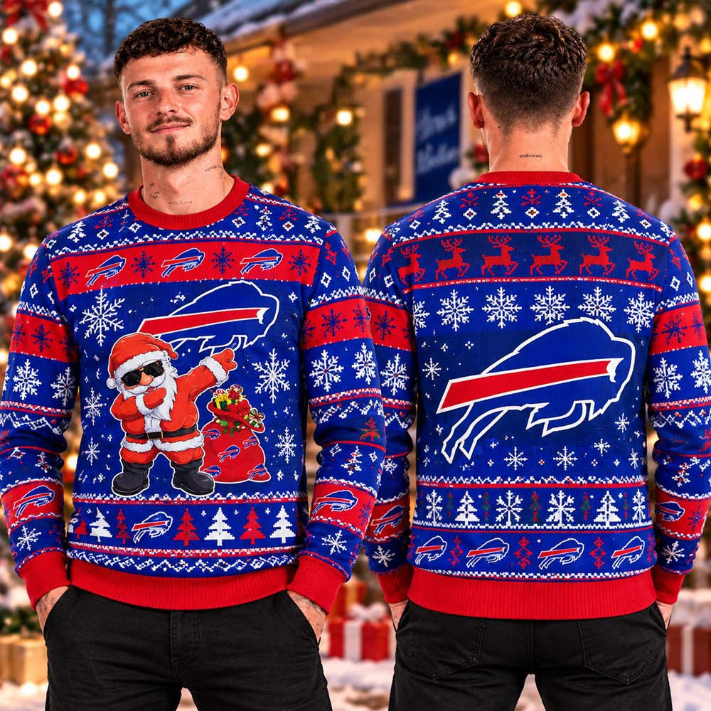 Buffalo Bills 2026 NFL Santa Clause DAB Christmas Ugly Sweater Buffalo Bills Clothing Gifts For Fans - Foxy23shop
