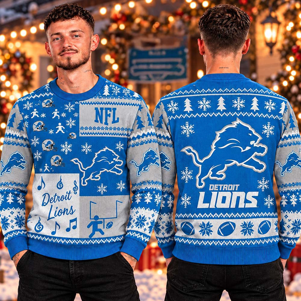 Detroit Lions NFL Merry Christmas 2026 Ugly Christmas Sweater Xmas Presents For One Pride - Foxy23shop