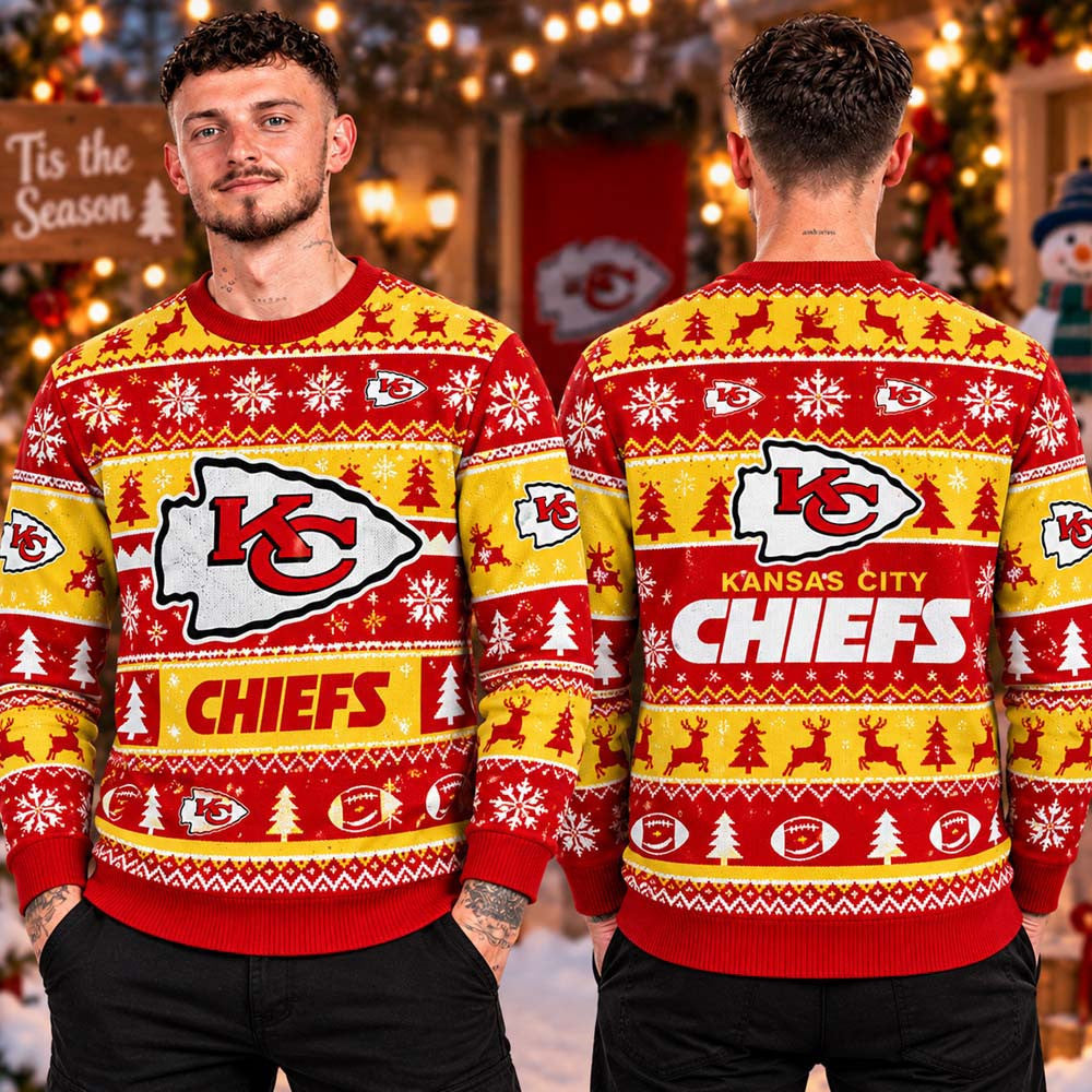 Kansas City Chiefs NFL Merry Christmas 2026 Ugly Sweater Xmas Gifts For Chiefs Kingdom - Foxy23shop
