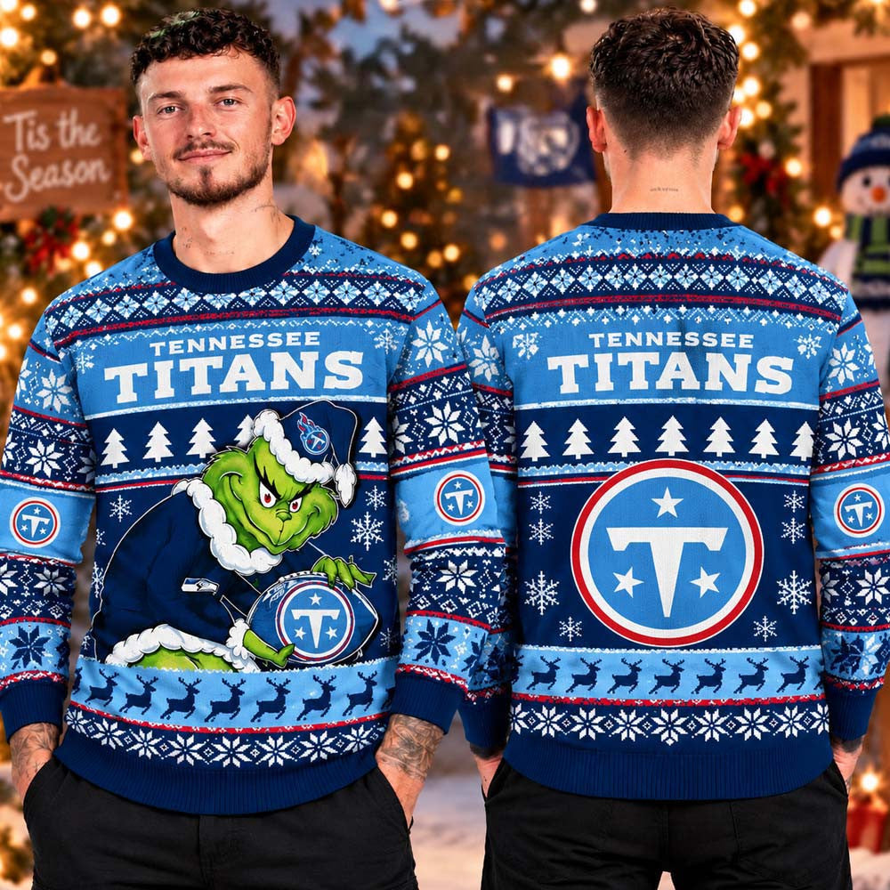 Tennessee Titans NFL Grinch Ugly Christmas Sweater Xmas Gifts For Tennessee Titans Lovers - Foxy23shop