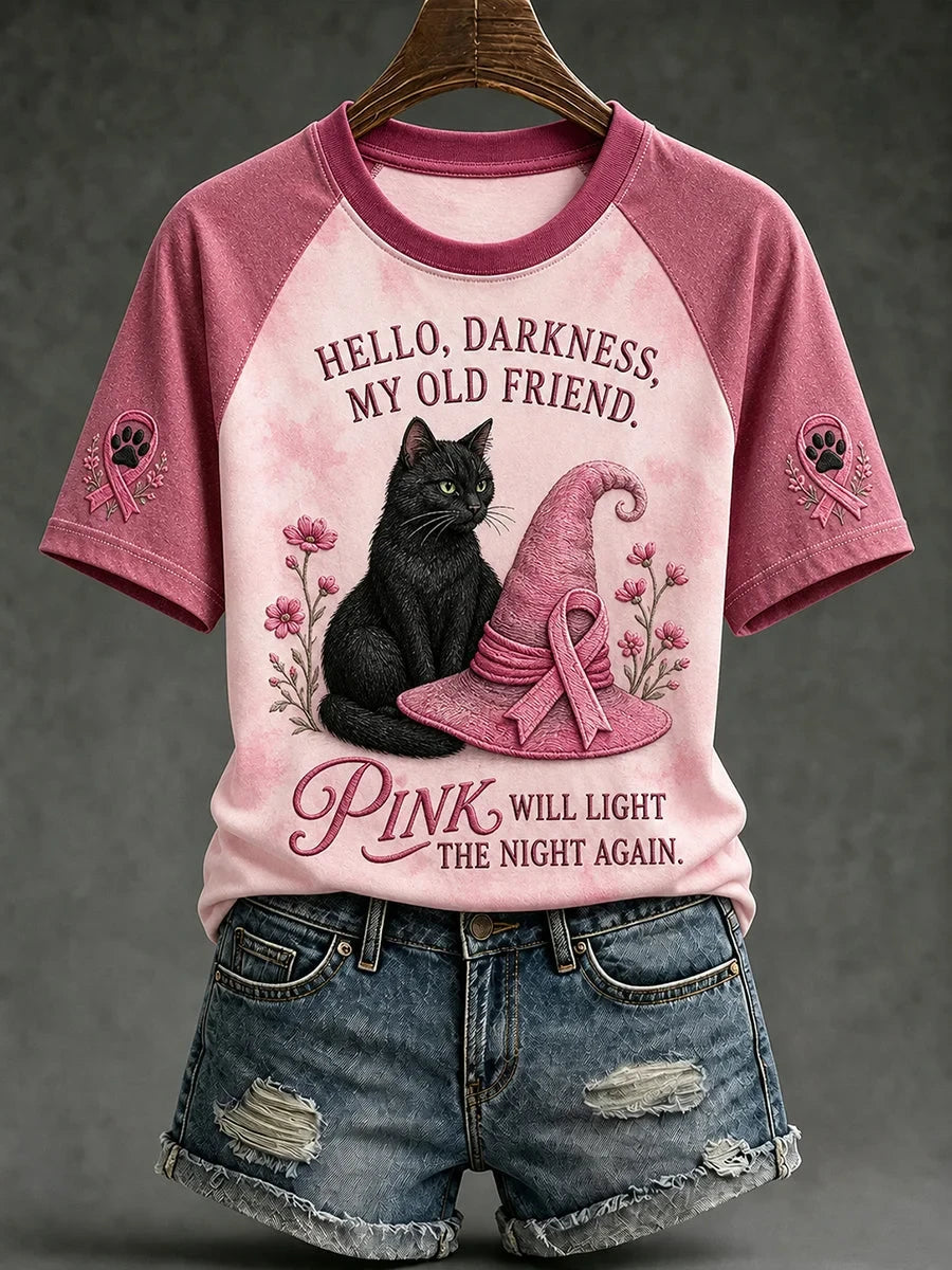 Black Cat Hello Darkness My Old Friend T-Shirt Halloween Merch Presents For BFF - Foxy23shop