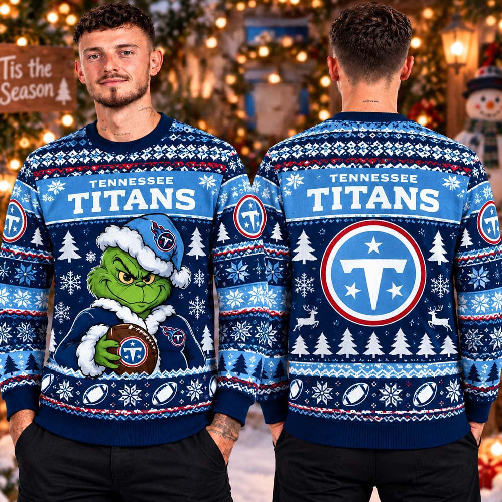 Tennessee Titans NFL The Grinch Show The Ball Ugly Christmas Sweater Tennessee Titans Merch Fan Gear - Foxy23shop