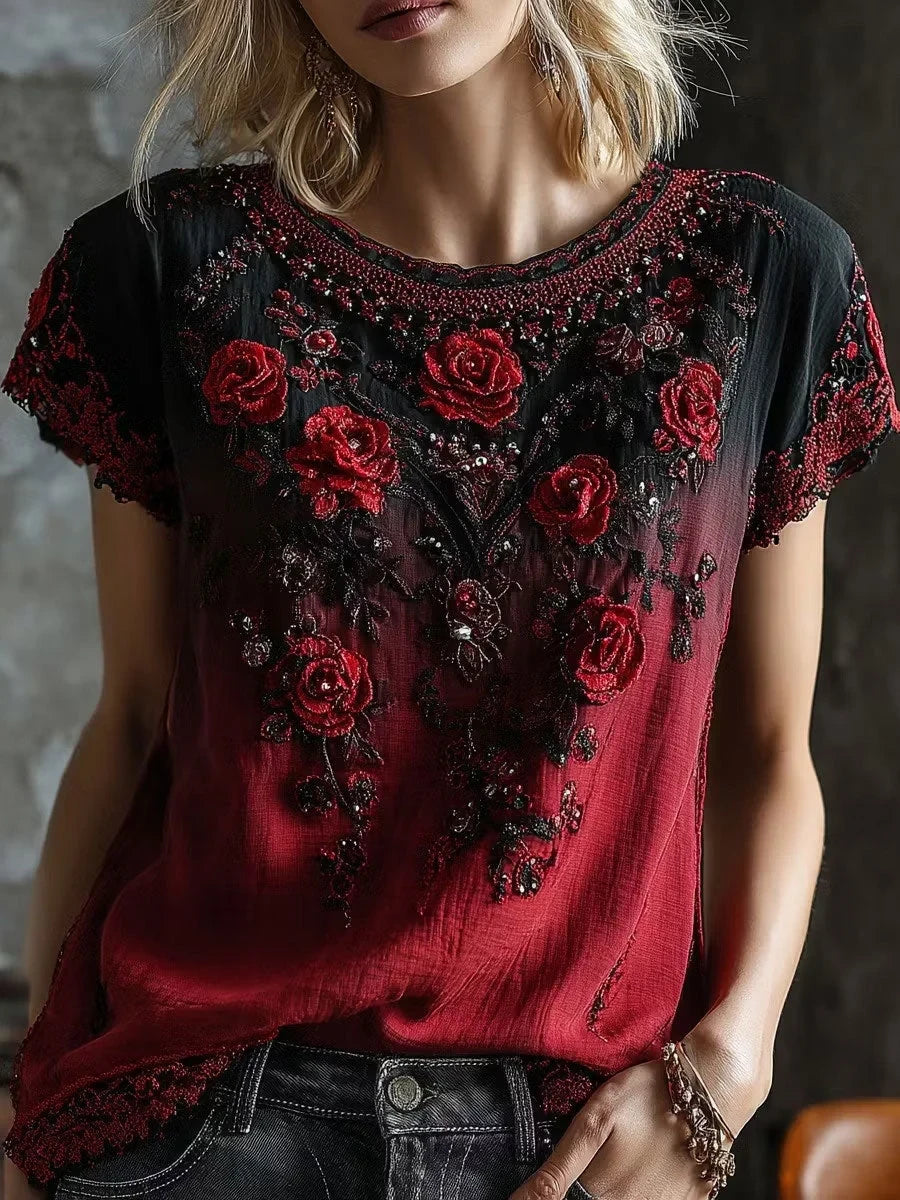 Gothic Rose Floral Halloween T-Shirt Scary Halloween Costume Presents For Her - Foxy23shop