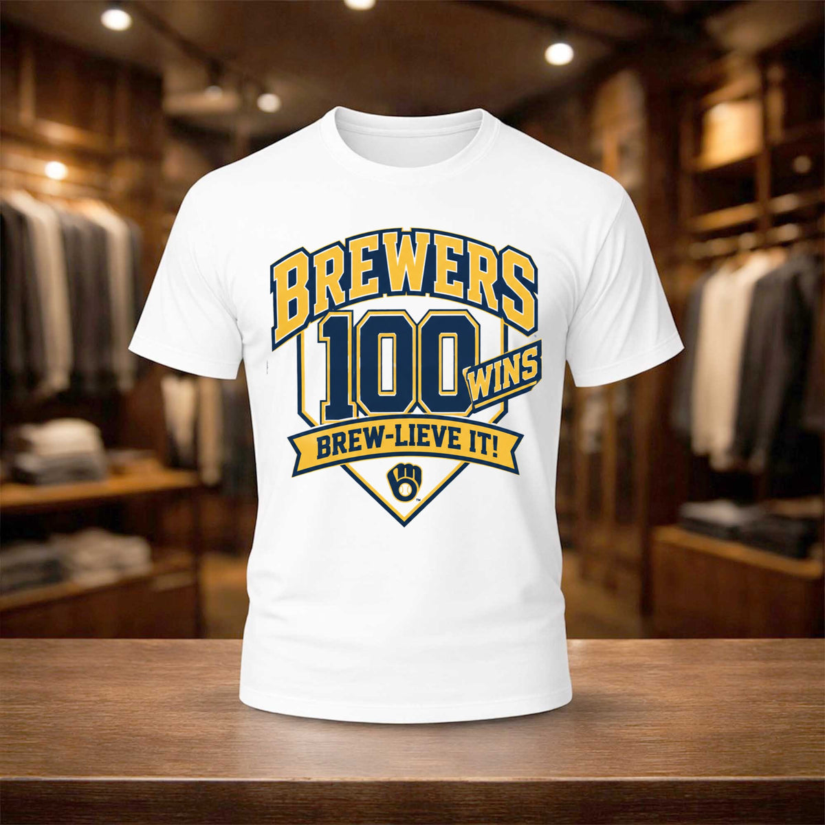 Milwaukee Brewers 100 Wins Brew Lieve It T-Shirt Milwaukee Brewers Merch Baseball Fan Gear - Foxy23shop