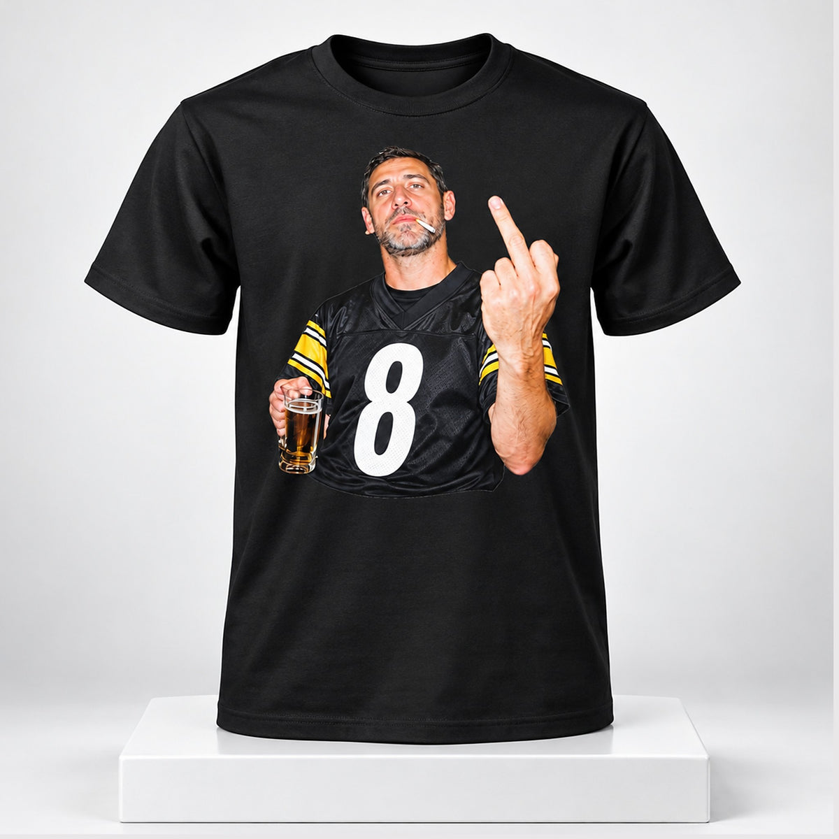 Pittsburgh Steelers Aaron Rodgers Middle Finger Black T-Shirt Funny Aaron Rodgers Shirt Fan Gear - Foxy23shop